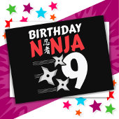 9 Jaar Oude Ninja Feest Stars Kinderen 9e Verjaard Briefkaart