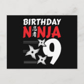 9 Jaar Oude Ninja Feest Stars Kinderen 9e Verjaard Briefkaart (Voorkant)