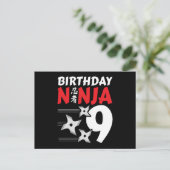 9 Jaar Oude Ninja Feest Sterren Kinderen 9e Verjaa Briefkaart (Staand voorkant)