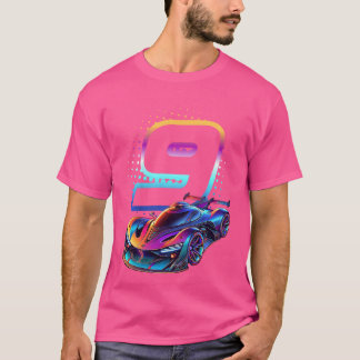 9 jaar oude race 9e verjaardag futuristische race t-shirt