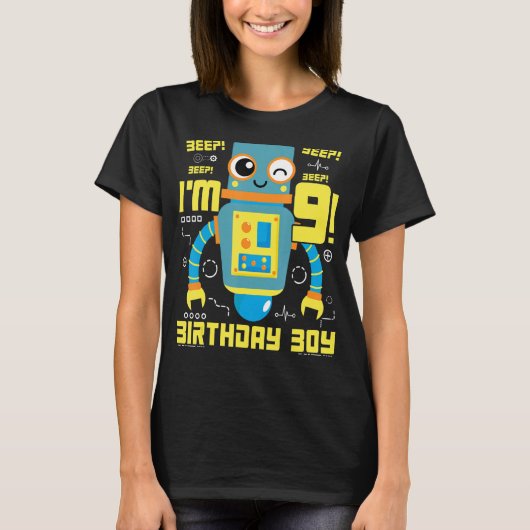 9 jaar oude Robot Science Engineer Robotics Birthd T-shirt (Voorkant)