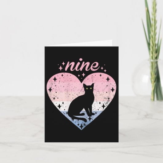 9 Jaar Oude Schattigee Kat Verjaardag Meisje 9e B- Kaart (Voorkant)