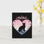 9 Jaar Oude Schattigee Kat Verjaardag Meisje 9e B- Kaart (Gele Bloem)