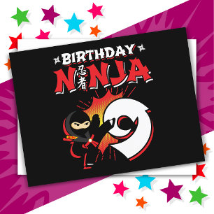 9 jaar oude stripboekstijl Ninja 9e verjaardag Briefkaart