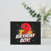 9 Jaar Oude Superheld Verjaardag Jongen 9e Verjaar Briefkaart (Staand voorkant)