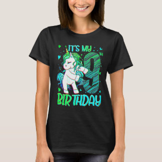 9 jaar oude Unicorn Dabbing 9th Birthday Outfit Gi T-shirt