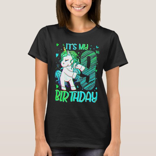 9 jaar oude Unicorn Dabbing 9th Birthday Outfit Gi T-shirt (Voorkant)