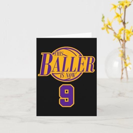 9 jaar oude verjaardag Bysketbyll Byller Paarse en Kaart (Gele Bloem)