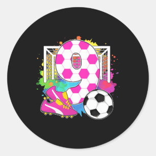 9 Jaar Oude Verjaardag Meisje 9de Verjaardag Voetb Ronde Sticker