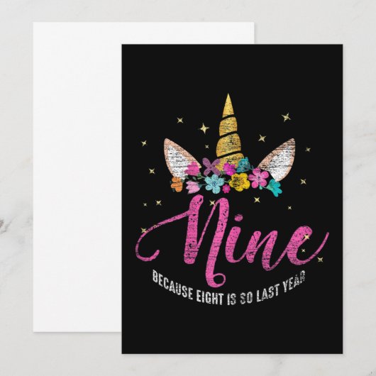 9 jaar oude verjaardag save the date (Voorkant / Achterkant)