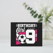 9 Jaar Oude Voetbalfeest 9e Verjaardag Meisje Briefkaart (Staand voorkant)