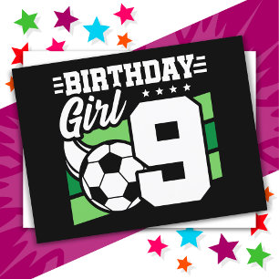 9 Jaar Oude Voetbalfeestje 9e Verjaardag Meisje Briefkaart