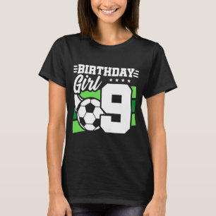 9 Jaar Oude Voetbalfeestje 9e Verjaardag Meisje T-shirt