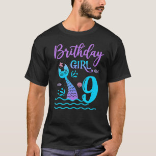 9 jaar oude zeemeermin op 9e verjaardag meisje doc t-shirt