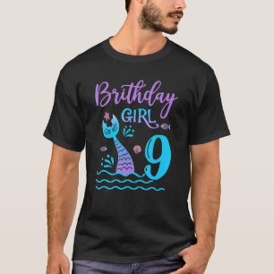 9 jaar oude zeemeerminnende dag meisje Kinder 9e v T-shirt