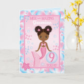 9 jaar oude zwarte zeemeermin | Happy Birthday Kaa Kaart (Gele Bloem)
