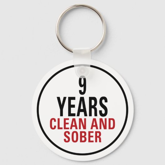 9 jaar Schone en Sober Sleutelhanger (Voorkant)