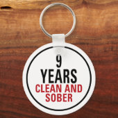 9 jaar Schone en Sober Sleutelhanger (Voorkant)