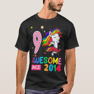 9 jaar Tiener meisjes Unicorn 9e verjaardag T-shirt