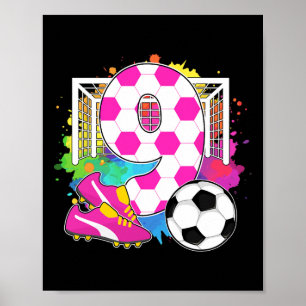 9 Jaar Verjaardag Meisje 9de Verjaardag Voetbal Th Poster