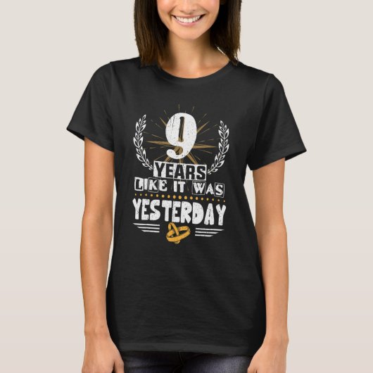 9 jaar zoals het gisteren 9de bruiloft was t-shirt (Voorkant)