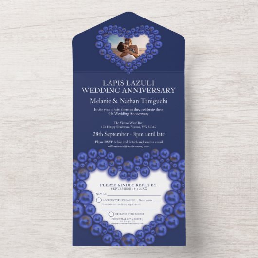 9-jarige huwelijksverjaardagsfeest all in one uitnodiging (Binnen)