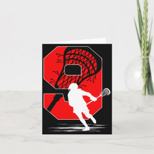 9-jarige jongen Lacrosse thema 9de verjaardagsfees Kaart