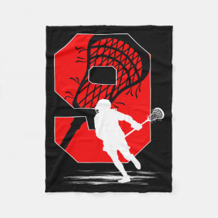 9-jarige jongen Lacrosse thema 9e verjaardagsfeest Fleece Deken