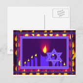 9 kaarsvlam op paars-lavend ster in rand 1-H Briefkaart (Voorkant / Achterkant)