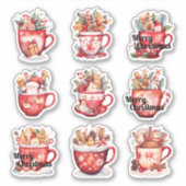 9 kerst cups op maat gesneden vinyl sticker (Voorkant)