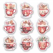 9 kerst cups op maat gesneden vinyl sticker (Voorkant)