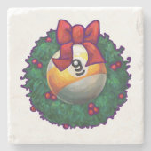 9 Kerstmis met kerstmis, groen Stenen Onderzetter (Voorkant)