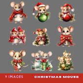 9 kerstmuis op maat gesneden vinyl Sticker