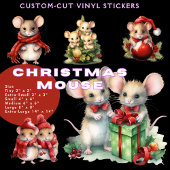 9 kerstmuis op maat gesneden vinyl Sticker