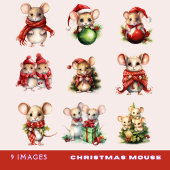 9 kerstmuis op maat gesneden vinyl Sticker