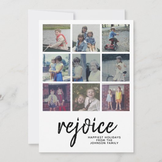 9 Kerstscript met fotoplezier en minimale ontwerpt Feestdagenkaart (Voorkant)