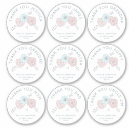 9 kleine individuele naam Bedankt bloemenbruiloft Sticker