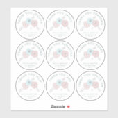 9 kleine individuele naam Bedankt bloemenbruiloft Sticker (Vel)