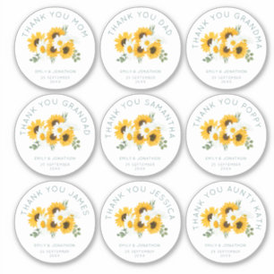 9 kleine individuele naam Bedankt bruiloft zonnebl Sticker