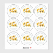 9 kleine individuele naam Bedankt bruiloft zonnebl Sticker (Vel)