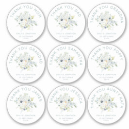 9 kleine individuele naam dank u bruiloft bloemen sticker