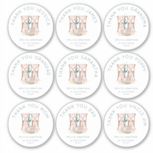 9 kleine individuele namen dank u trouwstoelen sticker