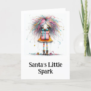 **9 Kleurrijke AP97 Whimsical Kerst Meisje Cadeau Bedankkaart