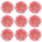 9 Koraalrode Gerbera Kiss-Cut Stickers (Voorkant)