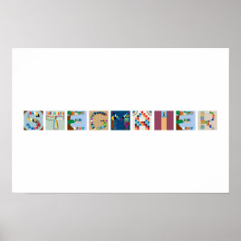 9-letter naam bordspel alfabet poster