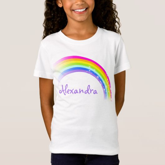 9 Letter Naam Rainbow Violet Meisjes Top (Voorkant)