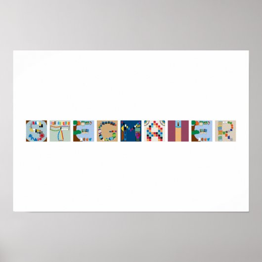 9-Letter-naambord Poster spelalfabet (Voorkant)