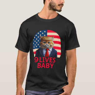 9 Levens Door Kat Trump 2024 Win Overwinning Winna T-shirt