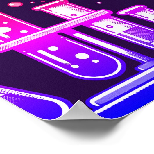 9 Levens van Whimsy: Kleurrijke Cat Experiment Pos Poster (Hoek)