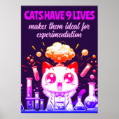9 Levens van Whimsy: Kleurrijke Cat Experiment Pos Poster (Voorkant)